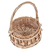 VILLCASE Kleiner Handgefertigter Rattan Blumenkorb mit Henkel Dekorativer Geflochtener...
