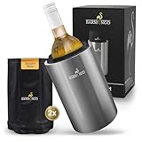 BARMINGO Weinkühler Edelstahl mit 2 Kühlakkus – Getränkekühler & Flaschenkühler für Wein,...