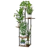 Bamworld Blumenständer Pflanzenständer Pflanzenregal aus Holz und Metall – Modernes Regal für...