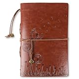 COLOFALLA 23.5x16cm PU Leder Notizbuch A5 Braun Tagebuch Löwenzahn 80 Blätter 160 Seiten Vintage...