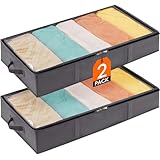 Lifewit 2 Stück Unterbett Aufbewahrungsbox, Unterbettkommode, Faltbare Kleideraufbewahrungstasche...