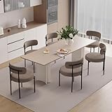 Hawthyhome Esszimmerstühle 6er Set丨Teddy Stoff Runde Boucle Stühle·Mid-Century gepolsterte...