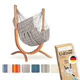 LA SIESTA® – Wetterfester Hängesessel Udine mit Holzständer – Handgefertigter, Reißfester...