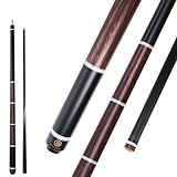 KHEALING Billardqueue, Kohlefaser-Queue, Schweinslederkopf + weißes PVC + schwarze Bakelit-Ferrule,...