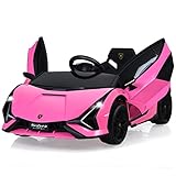 COSTWAY 12V Lamborghini Kinder Elektroauto mit 2,4G-Fernbedienung, Kinderauto 3-5km/h mit MP3,...