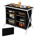 WOLTU Campingschrank faltbar, tragbare Campingküche mit 6 Ablagen 2 Seitentaschen, Outdoor Camping...