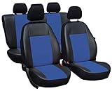 ERJOT Premium Kunstleder Universal Autositzbezüge Sitzbezüge Schonbezüge Schwarz Blau Komplett...