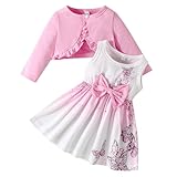 Kunyeah Baby Mädchen Kleid und Strickjacke Set Kleinkind Ruffle Shrug Mantel Schmetterling Print...