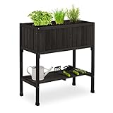 Relaxdays Hochbeet, Folie, Ablage, HxBxT: 80 x 74 x 38 cm, Garten, Balkon & Terrasse, Pflanztisch,...