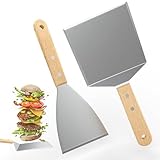 HAPPY FINDING Grillspachtel holzgriff Grillbestecksets Edelstahl Grill Zubehör für Profi BBQ...