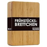 Frühstücksbrettchen Holz mit Griffen (4er Set) - 4 Extra Dicke Bambus-Holzbrettchen - 23 x 16,5 cm...