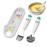 Kinderbesteck, Besteck Set Edelstahl Gabeln Löffel Messer Set Mit Aufbewahrungsbox Esslernlöffel...