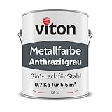 Viton Metallfarbe in Anthrazit - 0,7 Kg Metall-Schutzlack Seidenmatt - Dauerhafter Schutz & hohe...