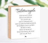 Holzbild Toilettenregeln 15x15x2cm zum Hinstellen/Aufhängen, echter Fotodirektdruck mit Spruch auf...