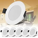 B.K.Licht – 6er Set LED Einbaustrahler 230V, LED Strahler für das Badezimmer Spritzwasserschutz...