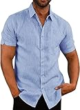 Friptspyg Leinenhemd Herren Hemd Kruzarm Baumwolle Leinen Hemden Regular Fit Freizeithemden Sommer...