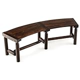 COSTWAY Gartenbank gebogen, Holzbank ohne Rückenlehne, wetterfeste Sitzbank für 2-3 Sitzer bis 325...