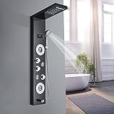 TTICCTIY Duschpaneel Schwarz LED mit 5 Dusch Funktionen Edelstahl Duschsysteme mit Regenfall...