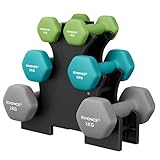 SONGMICS Kurzhantel Set, Hexagon, mit Hantelständer, 2 x 1 kg, 2 x 2 kg, 2 x 3 kg, mattes Finish,...