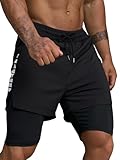 Smarstyle Laufshorts Herren kurz 2in1 Shorts Running Shorts Men Gym Trainingsshorts Fitness...