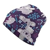 Beanie-Mütze mit blauen und violetten Zweigen, grauer Koala-Mütze für Herren und Damen,...