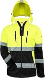 ACE Neon Softshell-Warnjacke - Warnschutz-Jacke für die Arbeit - 4 Taschen & abnehmbare Kapuze - EN...