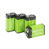Amazon Basics 9V-NiMH-Akkus, wiederaufladbar, 200 mAh, bis zu 1000-mal aufladbar, vorgeladen, 4...