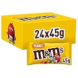 M&M's Peanut, Schokoladen Großpackung als Schokolade, 24 x 45g, Erdnussgeschmack Schokolinsen als...