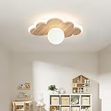 Kuwork LED Deckenleuchte Schlafzimmer Kinderzimmerlampe, 4000K Wolken Deckenlampe LED mit Holz und...