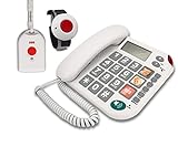 MAXCOM KXT481SOS(G-TELWARE®) Senioren-Notruf-Telefon mit Funk-SOS-Sender, schnurgebundenes...