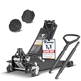 STAHLWERK Hydraulischer Wagenheber mit 3 t Tragkraft - extra flach, 73-500 mm Hubbereich, gummierte...