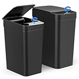 Dreamhigh 2er Set Mülleimer Mit Sensor, 15L & 12L Elektrischer Mülleimer Mit Automatischem Deckel,...