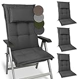 Beautissu 4er Set Premium Gartenstuhlauflage Hochlehner 120x50x7cm Dicke Polster Gartenstuhlauflage...