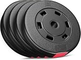 Hop-Sport Hantelscheiben-Set 5, 10, 20, 30 kg Kunststoff Gewichte 30 mm Hanteln Gewichtsscheiben 4x5...
