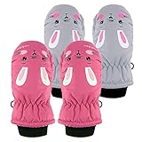 jieGorge 2 Paar Winterhandschuhe für Mädchen und Jungen, klassisches Schlossschnallen-Design,...