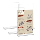 LiuHancsqd 4 Stück A6 Aufsteller A6 Acryl Tischaufsteller A6, Klar T-Ständer Werbeaufsteller...