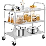 WUDLEP Extra großer 3-stöckiger Edelstahlwagen, 95 × 50 × 95 cm, Küchenwagen, Servierwagen,...