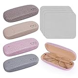 NVIYAM 4 Stücke Hardcase Brillenetui - Leinenstoffe Glasses Case, Hartschalen-Brillenetui Box für...