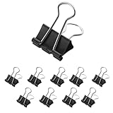 Westcott Foldback Klammern 19mm Schwarz 12 Stück | 12er Pack Metall Klammern für Dokumente |...