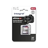 Integral 64 GB SD-Karte 4K Ultra-HD-Video High Speed SDXC V30 UHS-I U3 Class 10 Speicherkarte bis zu...