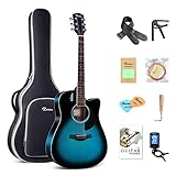 Rosen Solid Top Gitarre Dreadnought Akustikgitarre 41 Zoll Einsteiger-Gitarren-Bundle aus Fichte mit...