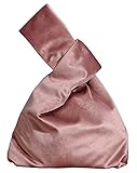 YuuTbiu Damen-Handtasche, eleganter Stil, Samt, tragbare börse, einfarbig, Knoten-Tasche, Geschenk...