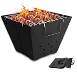 Snowpea - Tragbare Feuerstelle für Camping, Outdoor-Feuerstelle mit Tragetasche, Eisen-Feuerschale...