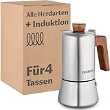 Cosumy Espressokocher Induktion für alle Herdarten geeignet 4 Tassen - Mokkakanne Edelstahl & FSC...