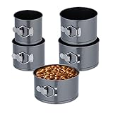 Relaxdays Springform Set 5-teilig, Ø 12, 14, 16, 18, 20 cm, Stahl, Antihaftbeschichtung, runde...