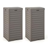 FANTASK 2er Set Outdoor Mülltonne, 118 L, Mülleimer mit Deckel, wasserdichter Müllbehälter mit...