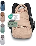 ULLENBOOM Einschlagdecke Babyschale Sommer, Aus 100% OEKO-TEX Materialien - Sand (Made in EU) -...