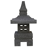 Exklusive Tempel-Leuchte, Pagode, Japanische Steinlaterne, quadratisch, 42cm, Steinmetzarbeit,...
