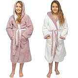CalmyLIFE Bademantel Kinder Mädchen Jungen - mit Wendefunktion und Kapuze Teenager kuschelige...