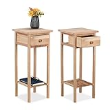 Relaxdays Telefontisch, 2er Set, Holz, HxBxT: 60 x 25 x 25 cm, Beistelltisch mit Schublade, für...